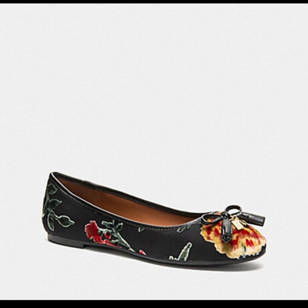 Coach Benni Floral Jacquard Velvet Flats 7.5